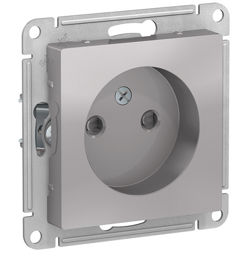 Механизм розетки 1-м СП ATLAS DESIGN без заземл. защ. шторки 16А алюм. SchE ATN000349: фотография 1