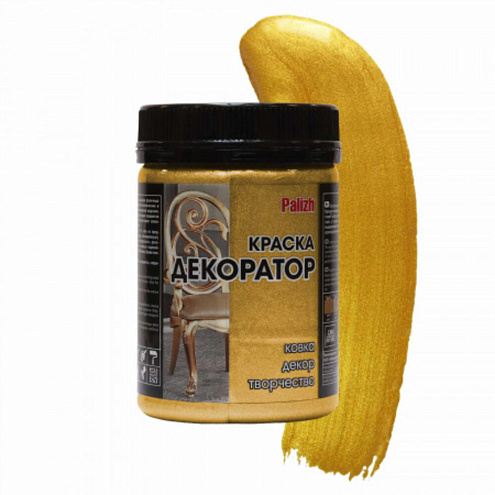 Краска ДЕКОРАТОР акриловая , золото металлик 0,25кг: фотография 1