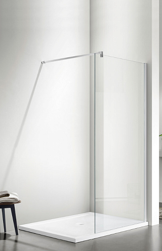 Душевое ограждение SANTREK AQUA Тour - SG-1400-С-Chrome 1400х1950 стекло прозрачное 6мм, профиль хром, штанга в комплекте: фотография 1