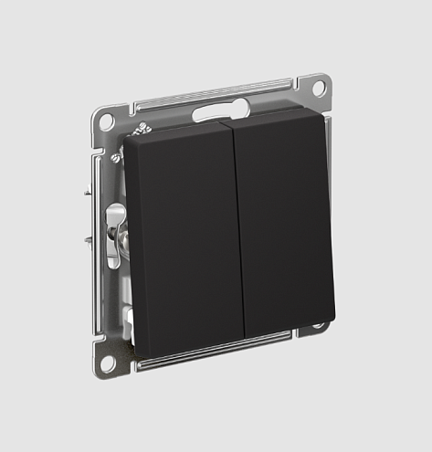 Выключатель 2-клавишный  AtlasDesign (сх.5) 10AX с быстрозажимными клеммами механизм карбон Systeme Electric ATN001051S: фотография 1