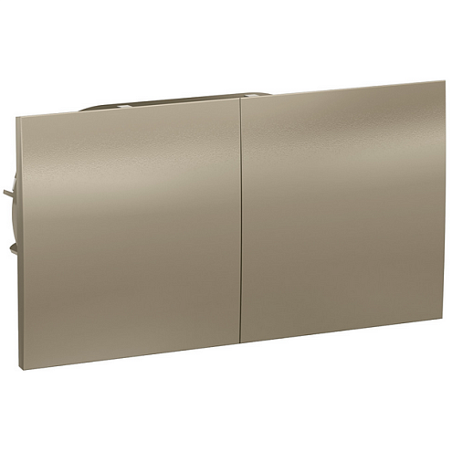 Розетка 2-м ATLAS DESIGN с заземл. защ. шторки со сдвиж. крышкой 16А в сборе шампань SchE ATN000528: фотография 1