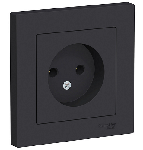 Розетка ATLAS DESIGN без заземл. 16А в сборе карбон SchE ATN001040: фотография 1