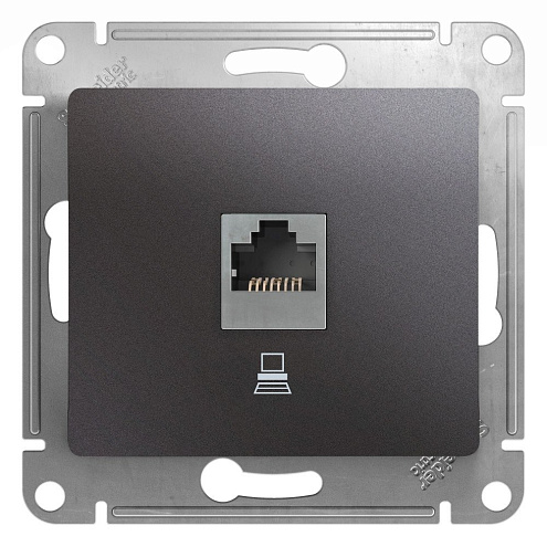 Розетка компьютерная 1-м Glossa RJ45 категория 5E механизм графит SE GSL001381K: фотография 1