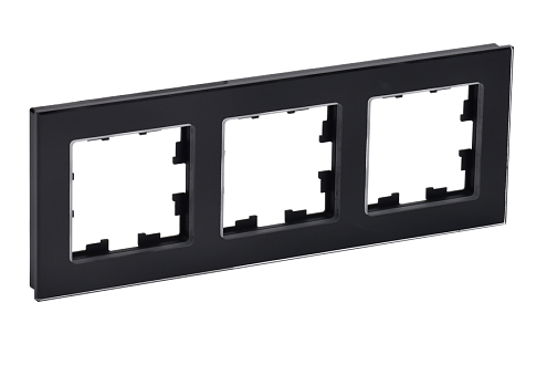 Рамка 3 -местная BRITE РУ-3-2-БрЧ стекло черный IEK BR-M32-G-K02: фотография 1