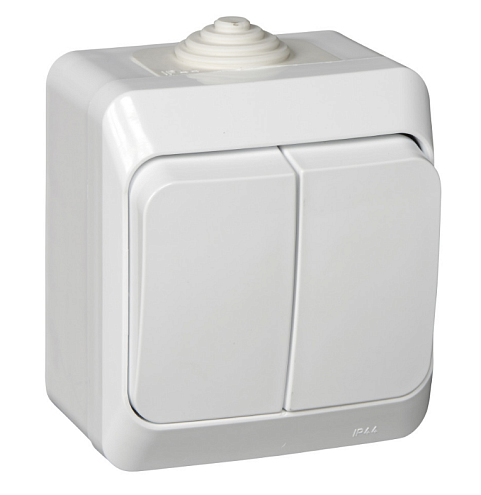 Выключатель 2-клавишный Этюд 10А IP44 10AX белый Systeme Electric BA10-042B: фотография 1