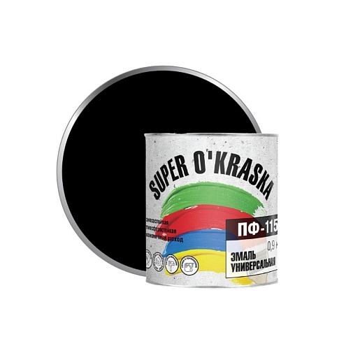 Эмаль  ПФ-115 super okraska Черный  0,9кг: фотография 1