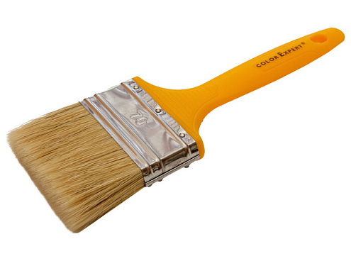 Кисть флейцевая ColorExpert для алкидных лаков 70мм, светлая щетина, пластиковая ручка : фотография 1
