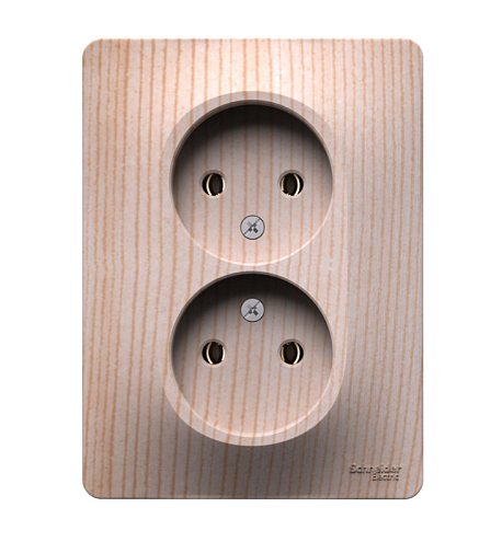 Розетка двойная Glossa 16А без заземления в сборе сосна Systeme Electric GSL001520: фотография 1