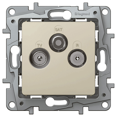Механизм розетки TV-R-SAT СП Etika Plus с топологией &quot;звезда&quot; 2дБ сл. кость Leg 672356: фотография 1