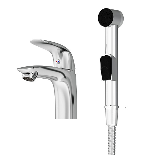 310300001 Eclipse, смеситель для умывальника с гиг. душем, хром: фотография 1