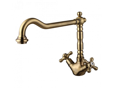 Смеситель Lemark &quot;Винтаж&quot; LM2805B для кухни с высоким поворотным изливом бронза: фотография 1