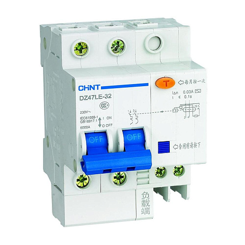 Выключатель автоматический дифференциального тока 2п C 25А 30мА тип AC 6кА DZ47LE-32 CHINT 199632: фотография 1
