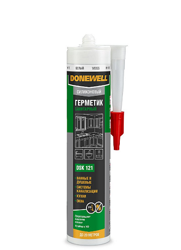 Герметик DoneWell силиконовый санитарный белый 260 мл DSK121: фотография 1