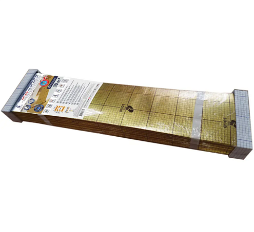 Подложка гармошка AntiSlip 250 кПа под LVT, SPC, WPC 1000х250х1,5 мм синяя + пароизоляция золото  (10м² /80м²) Солид: фотография 1