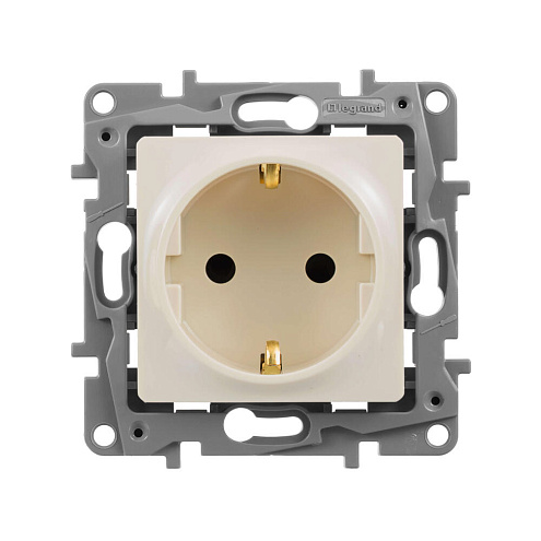 Механизм розетки 1-м СП Etika защ. шторки с заземл. винт. клеммы сл. кость. Leg 672322: фотография 1