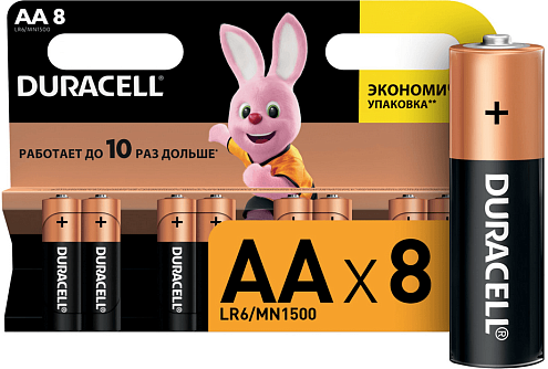 Элемент питания алкалиновый AA/LR6-8BL Basic (блист.8шт) Duracell C0037387: фотография 1