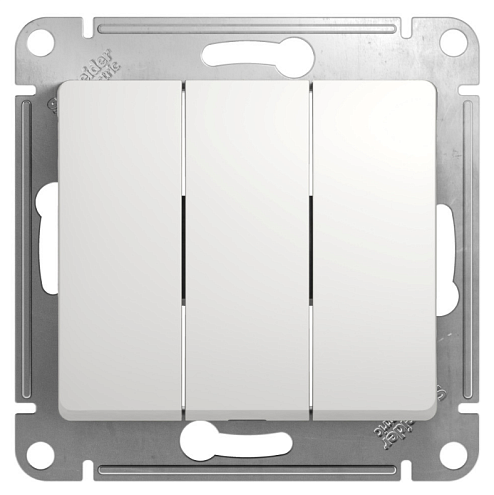 Выключатель 3-клавишный Glossa 10А IP20 (сх.1+1+1) 10AX механизм белый Systeme Electric GSL000131: фотография 1