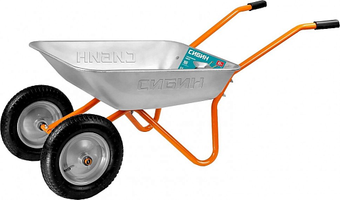 Тачка садовая, двухколесная, 65л/100кг, Сибин: фотография 1