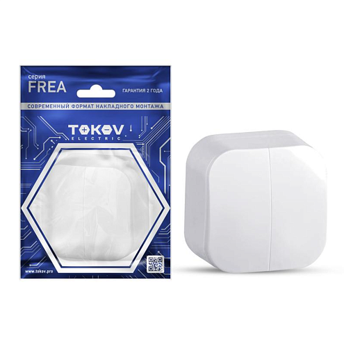 Выключатель 2-клавиши ОП Frea 10А IP20 250В АБС-пластик белый TOKOV ELECTRIC TKE-FR-V2-C01: фотография 1