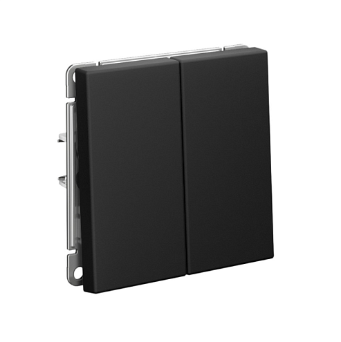 Выключатель 2-клавишный ArtGallery 10AX быстрозажимные клеммы механизм карбон Systeme Electric GAL001051S: фотография 1