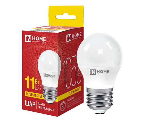Лампа светодиодная LED-ШАР-VC 11Вт 230В Е27 3000К 1050Лм IN HOME 4690612020600: фотография 1
