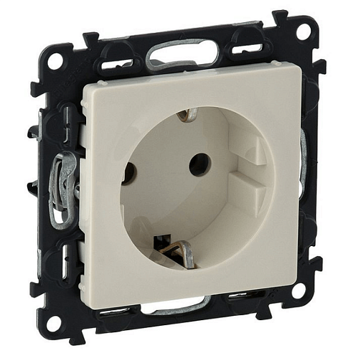 Механизм розетки Valena Life 16А 250В 2К+З с лицевой панелью безвинт. зажимы сл. кость Leg 753521: фотография 1