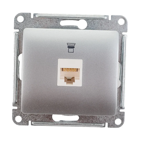 Розетка компьютерная 1-м СП Glossa RJ45 категория 5E механизм алюминий SE GSL000381K: фотография 1