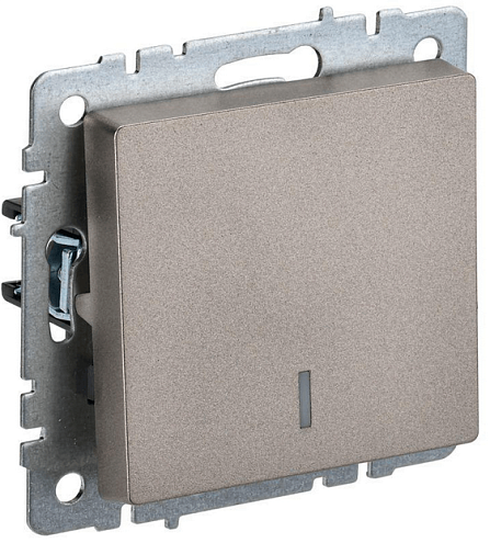 Выключатель 1-кл. СП BRITE ВС10-1-1-БрШ 10А с инд. шампань IEK BR-V10-1-10-K37: фотография 1