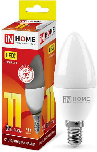 Лампа светодиодная LED-СВЕЧА-VC 11Вт 230В E14 3000К 990лм IN HOME 4690612020464: фотография 1