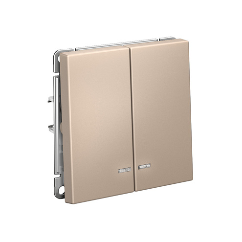 Выключатель 2-клавишный ArtGallery (сх.5а) 10AX с подсветкой механизм песочный Systeme Electric GAL001253: фотография 1