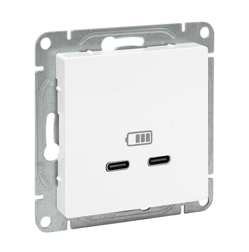 Розетка 2-местная Эпика USB-C механизм белый EKF UP1-SOW-2USBC: фотография 1