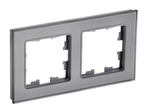 Рамка 2 -местная BRITE РУ-2-2-БрСе стекло серый IEK BR-M22-G-K03: фотография 1