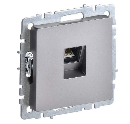 Розетка компьютерная BRITE РК10-БрС RJ45 кат.5E механизм сталь IEK BR-K10-1-K46: фотография 1