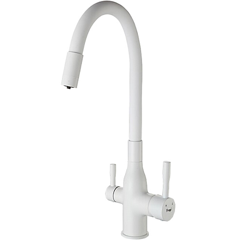 Смеситель для кухни с гибким изливом с подключением фильтра питьевой воды  белый Frap F4396-8: фотография 1