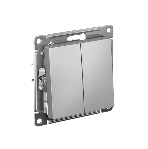 Выключатель 1-клавишный AtlasDesign (сх.1) 10AX быстрозажимными клеммами механизм алюминий Systeme Electric ATN000311S: фотография 1