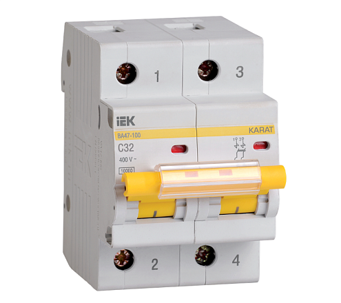 Выключатель автоматический модульный 2п C 32А 10кА ВА47-100 KARAT IEK MVA40-2-032-C: фотография 1