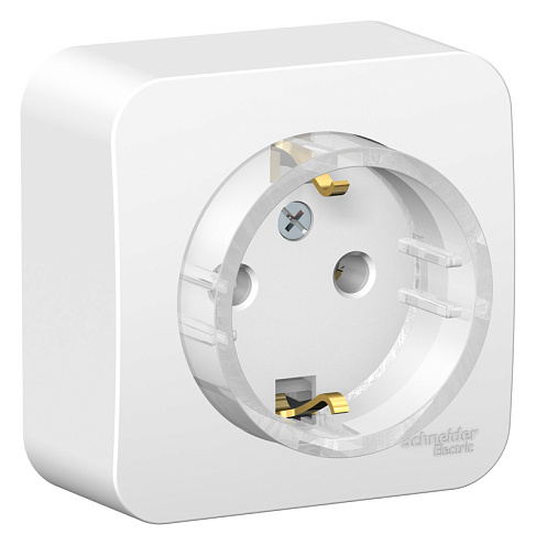 Розетка 1-м ОП Blanca 16А IP20 250В с заземл. без защ. шторок с изолир. пластиной (компакт) бел. SchE BLNRA110111: фотография 1