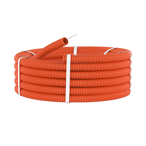 Труба гофрированная ПНД гибкая тяжелая d32мм с протяжкой оранжевая 25м DKC 71532: фотография 1