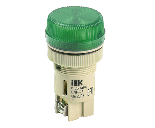 Лампа ENR-22 сигнальная d22мм зеленый неон/240В цилиндр IEK BLS40-ENR-K06: фотография 1