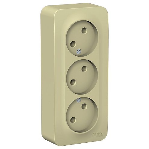 Розетка 3-м ОП Blanca 16А IP20 250В без заземл. без защ. шторок с изолир. пластиной беж. SchE BLNRA000317: фотография 1
