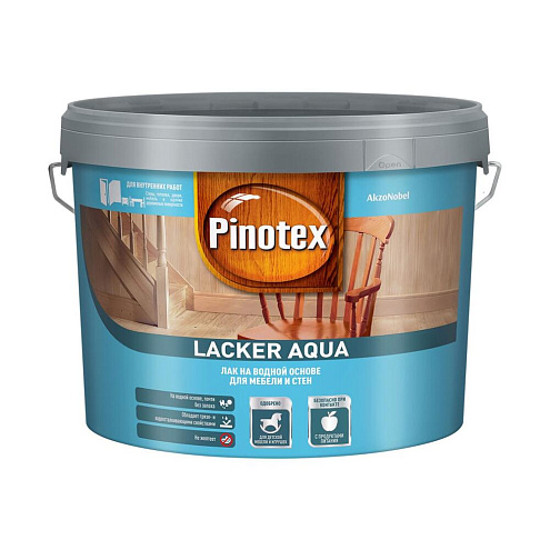 Лак акриловый Pinotex Lacker Aqua 10 для детской мебели и дерева, матовый, 9л : фотография 1