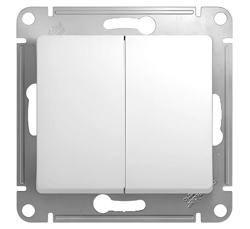 Переключатель проходной 2-клавишный Glossa 10А IP20 (сх.6/2) 10AX механизм белый Systeme Electric GSL000165: фотография 1