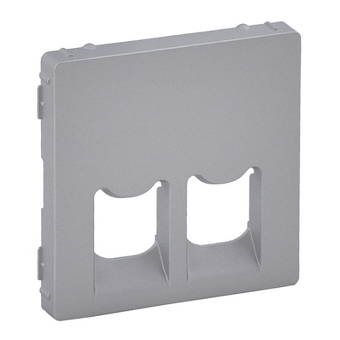 Панель лицевая Valena Life для 2-м телефонных/информационных розеток алюминий Leg 755422: фотография 1