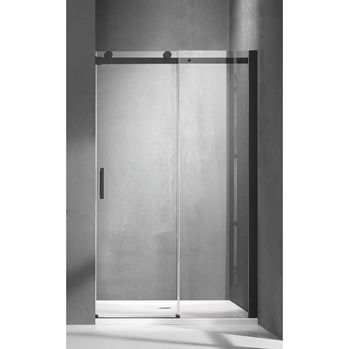 Душевое ограждение SANTREK AQUA Evo-DF-1400-C-Matt Black 1400*1950 Прямое, стекло Прозр. 8мм, профиль Чёрный: фотография 1