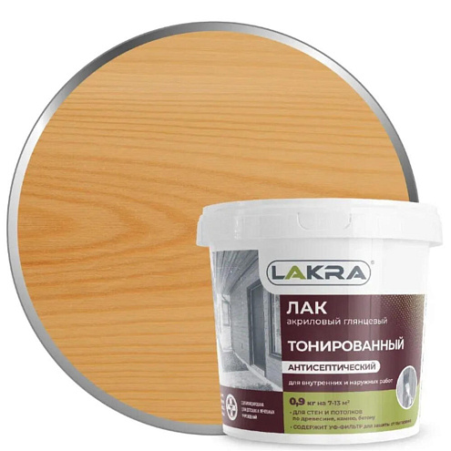 Лак Лакра в/д тонированный дуб 0,9кг: фотография 1