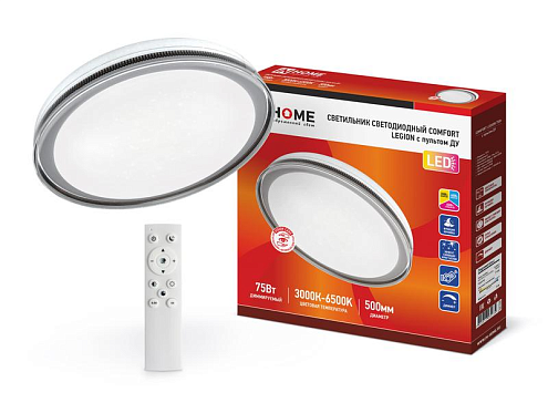 Светильник светодиодный COMFORT LEGION 75Вт 230В 3000-6500К 6000лм 500х100мм с пультом ДУ IN HOME 4690612035734: фотография 1