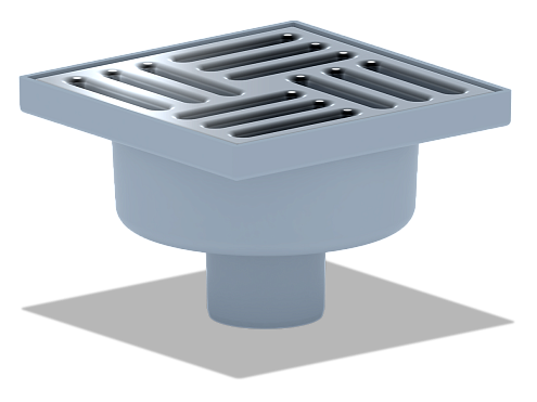 Трап  для душа вертикальный нерегулируемый, с гидрозатвором, с решёткой из нержавеющей стали 150х150 АНИ Пласт TА5212: фотография 1