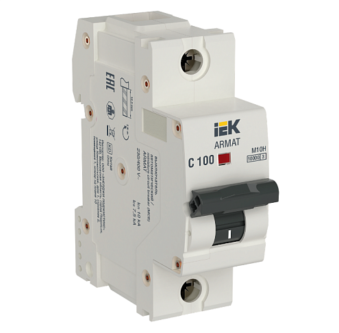 Выключатель автоматический модульный 1п C 100А M10H ARMAT IEK AR-M10H-1-C100: фотография 1