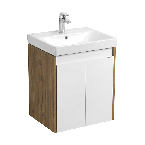 Тумба-умывальник Сканди 55 Белый/Дуб Рустикальный/Раковина Адриана 55: фотография 1