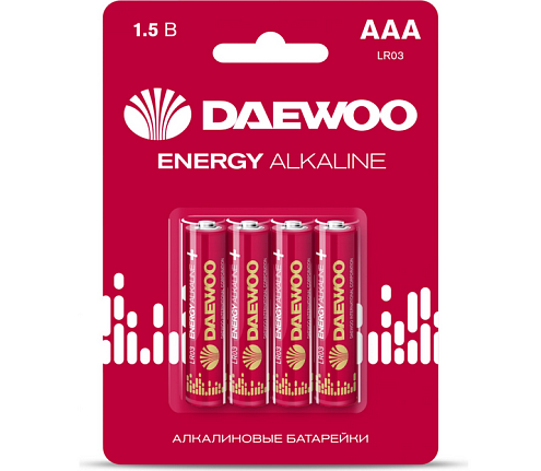 Элемент питания алкалиновый AAA/LR03 1.5В Energy Alkaline 2021 BL-4 (уп.4шт) DAEWOO 5029903: фотография 1